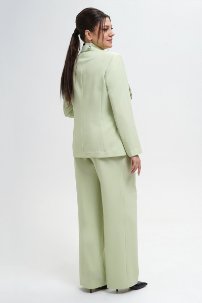 Жакет и брюки прямого силуэта из текстиля в деловом стиле Alani Collection 2280 зелень - фото 7