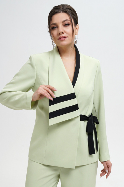 Жакет и брюки прямого силуэта из текстиля в деловом стиле Alani Collection 2280 зелень - фото 5