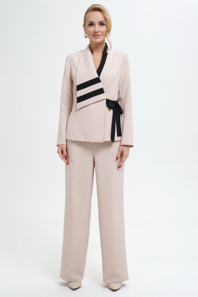 Брюки и жакет прямого силуэта из текста из текстиля Alani Collection 2280 пудра - фото 2