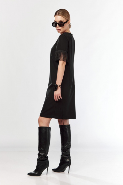 Платье эффектное из текстиля с V-образным вырезом Talia fashion 438 черный - фото 10