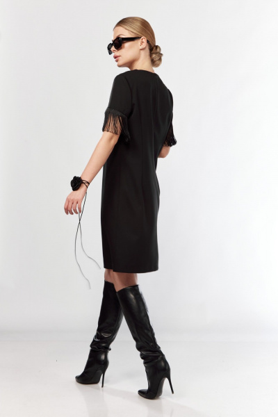 Платье эффектное из текстиля с V-образным вырезом Talia fashion 438 черный - фото 9