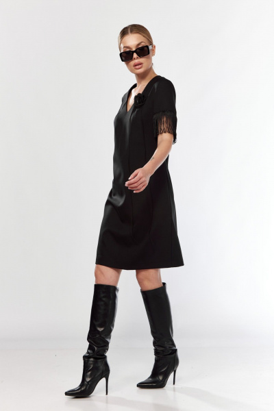 Платье эффектное из текстиля с V-образным вырезом Talia fashion 438 черный - фото 4