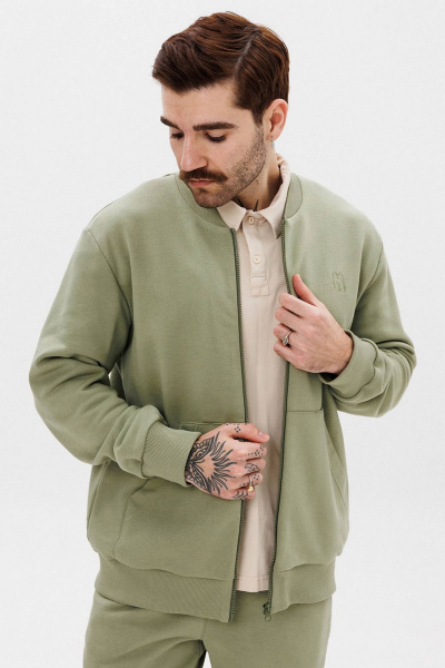 Брюки и джемпер спортивный костюм из хлопка с бомбером GO M3071/26-02. 182-188 - фото 3