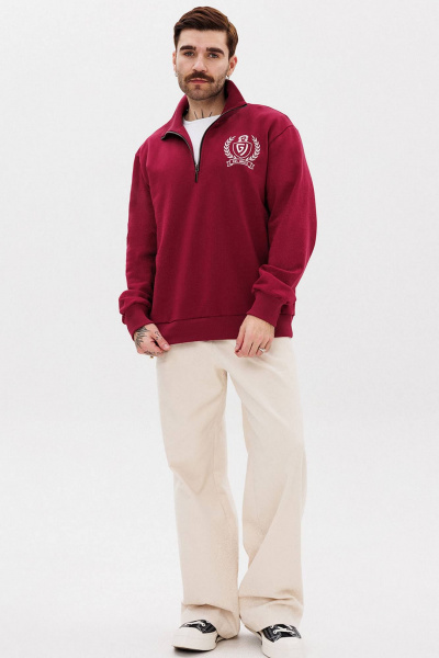 Красный спортивный джемпер из трикотажа с вышивкой GO M4077/12-01. 176-182 - фото 2