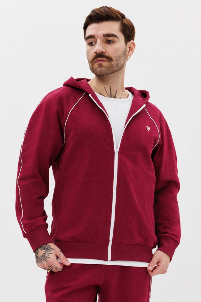 Красный зип-худи из трикотажа с вышивкой и двойным капюшоном GO M4081/12-01. 176-182 - фото 1