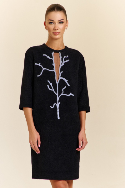 Длинная макси-юбка из текстиля с имитацией запаха DILIA 0923 черный - фото 1