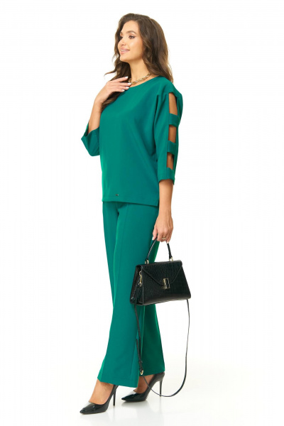 Стильный комплектация из брюк палаццо и свободного блузона Taita plus 2424 морская_волна - фото 7