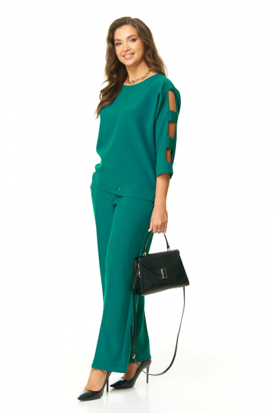 Стильный комплектация из брюк палаццо и свободного блузона Taita plus 2424 морская_волна - фото 5