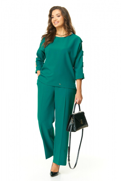 Стильный комплектация из брюк палаццо и свободного блузона Taita plus 2424 морская_волна - фото 4