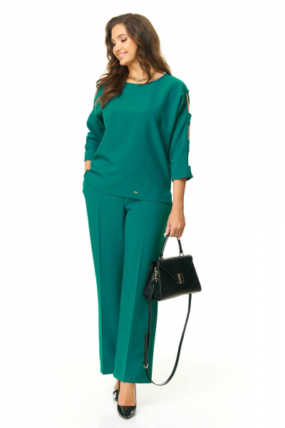 Стильный комплектация из брюк палаццо и свободного блузона Taita plus 2424 морская_волна - фото 3