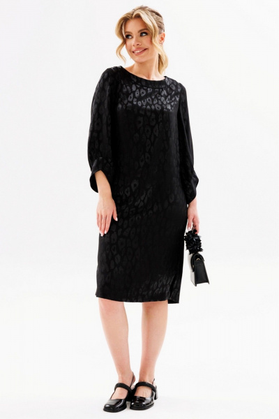 Свободное платье из жаккарда с карманами и разрезами Faufilure C1693 - фото 1