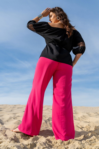 Блуза реглан с съёмным поясом из текстиля Andina 123 черный - фото 8