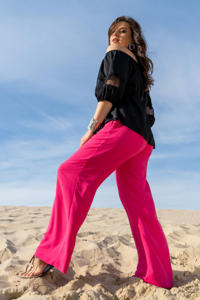 Блуза реглан с съёмным поясом из текстиля Andina 123 черный - фото 7