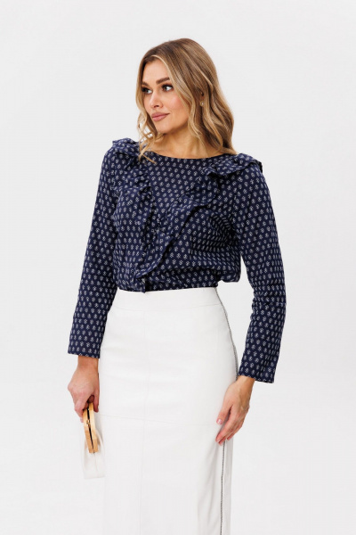 Блуза с V-образной кокеткой и асимметричным рюшем Anelli 1374 фиода - фото 9