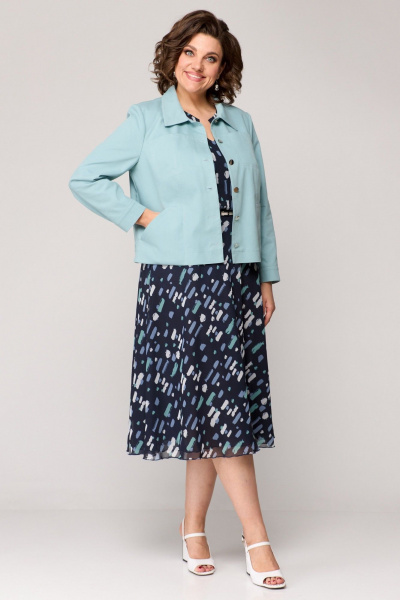 Платье и жакет из джинса, хлопка и шифона в классическом стиле Slaviaelit 541 - фото 1