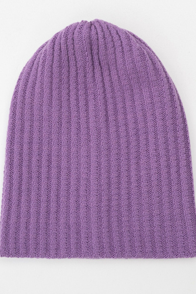 Фиолетовая вязаная двухслойная шапка с косами AREOLA 10153 фиалка - фото 7