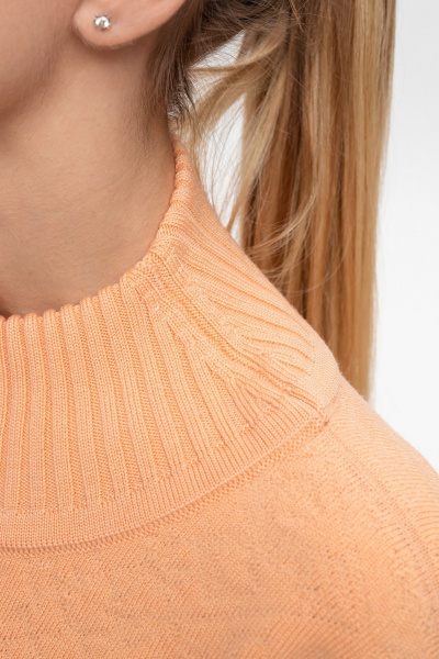 Джемпер вязаный оранжевый свободный с круглым воротом AREOLA 10452 абрикос - фото 8