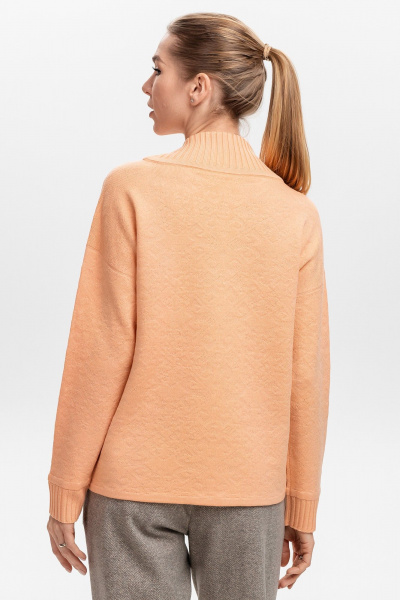 Джемпер вязаный оранжевый свободный с круглым воротом AREOLA 10452 абрикос - фото 6