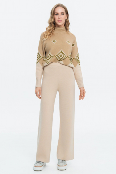 Брюки вязаные комфортные с эластичным поясом AREOLA 10790 арахис - фото 6