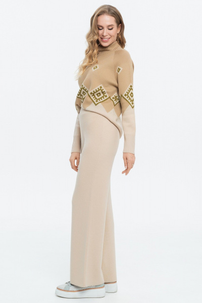 Брюки вязаные комфортные с эластичным поясом AREOLA 10790 арахис - фото 4