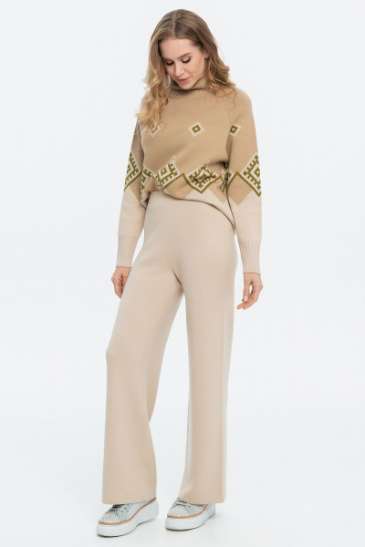 Брюки вязаные комфортные с эластичным поясом AREOLA 10790 арахис - фото 2