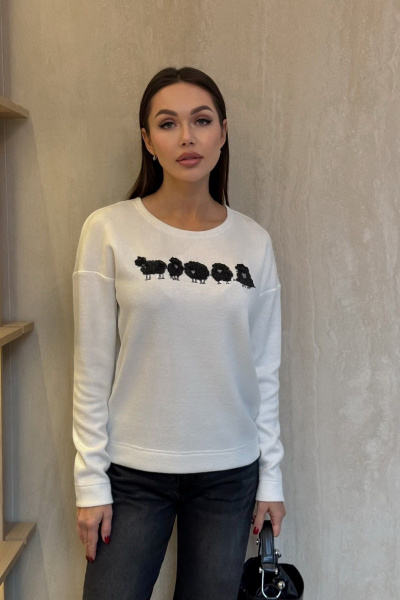 Джемпер с авторской вышивкой и круглой горловиной Kaloris 2156 - фото 3