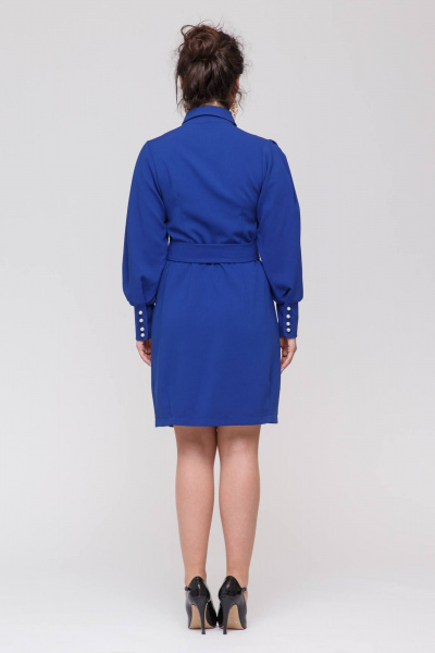 Платье приталенное с накидом и жемчугом Swarovski Domna 381 синий - фото 6