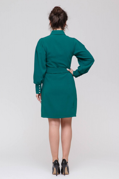 Платье отрезное по линии талии с поясом и вытачками Domna 382 зеленый - фото 7
