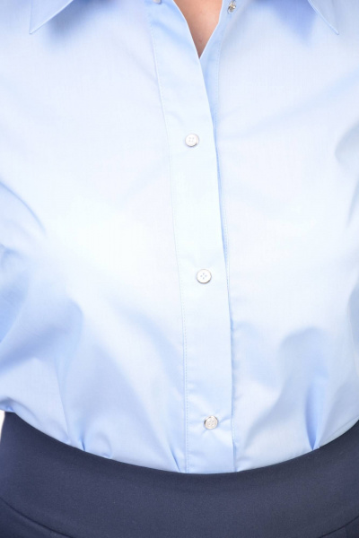 Блуза классическая голубая с пуговицами для офиса Domna 525 голубой - фото 5