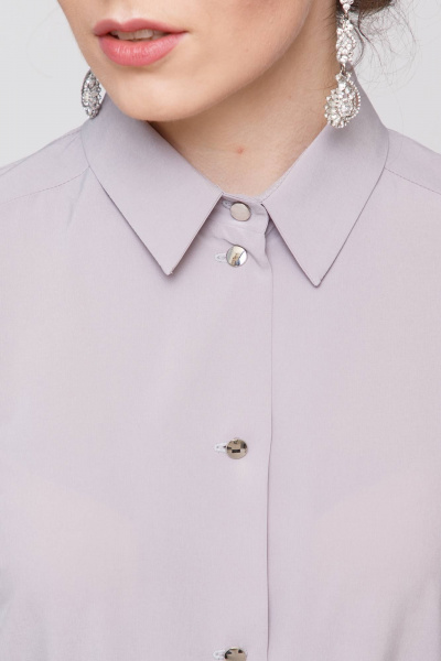 Блуза с прямым фасоном и манжетами на резинке, деловая Domna 536 серый - фото 6