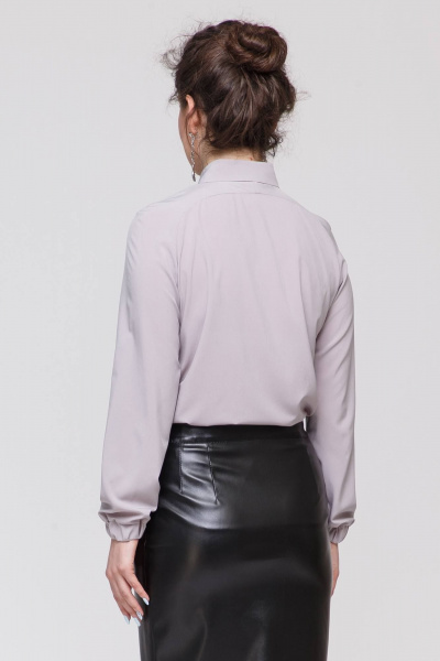 Блуза с прямым фасоном и манжетами на резинке, деловая Domna 536 серый - фото 5