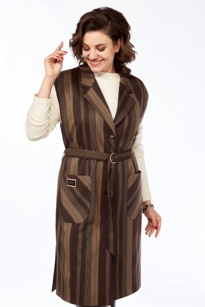 Демисезонный жилет с поясом и накладными карманами Matini 4.1456/1 - фото 6