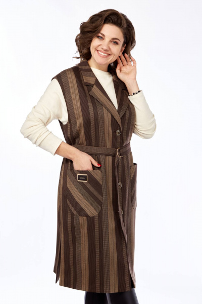 Демисезонный жилет с поясом и накладными карманами Matini 4.1456/1 - фото 5