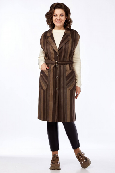 Демисезонный жилет с поясом и накладными карманами Matini 4.1456/1 - фото 4