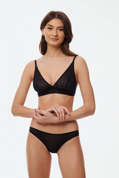 Черный сетчатый бюстгальтер-балконет с мягкими чашками без каркасов Леди Леда 466-283 - фото 3