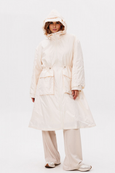Пальто из плащёвой ткани c капюшоном и утеплителем EOLA 2775 молочный - фото 9
