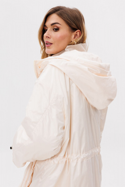 Пальто из плащёвой ткани c капюшоном и утеплителем EOLA 2775 молочный - фото 8