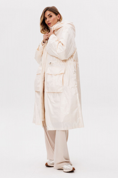Пальто из плащёвой ткани c капюшоном и утеплителем EOLA 2775 молочный - фото 5