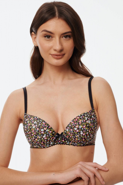 Мультиколорный бюстгальтер с формованной чашкой и бантом Леди Леда 654-64 - фото 1