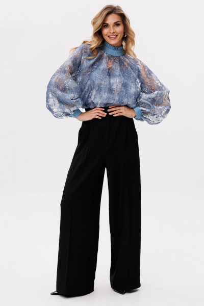 Блуза из органзы с рюшами и съемным топом EOLA 2810 голубой - фото 2