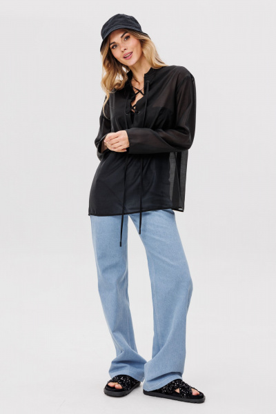 Джинсовые брюки прямого кроя с накладными карманами EOLA 2808 голубой - фото 10