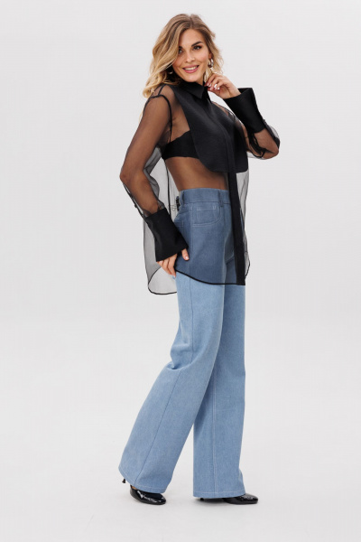 Джинсовые брюки прямого кроя с накладными карманами EOLA 2808 голубой - фото 6