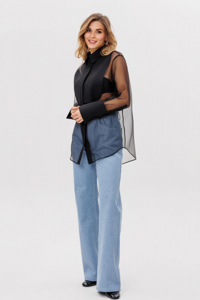 Джинсовые брюки прямого кроя с накладными карманами EOLA 2808 голубой - фото 3