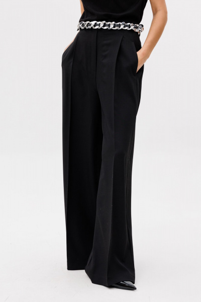 Палаццо из костюмной ткани с лампасами и боковыми карманами EOLA 2804 черный - фото 8