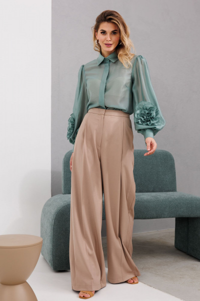 Брюки из костюмной ткани с лампасами и боковыми карманами EOLA 2804 темно-бежевый - фото 9