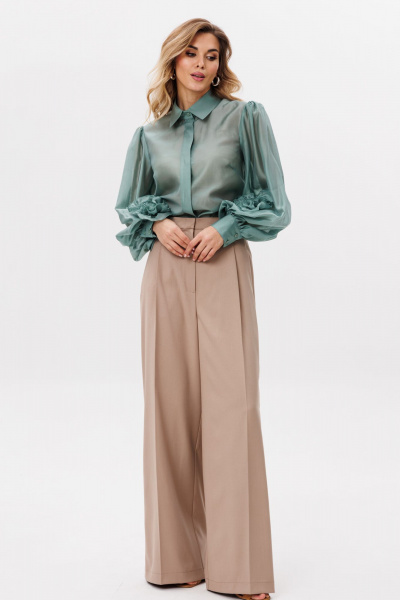 Брюки из костюмной ткани с лампасами и боковыми карманами EOLA 2804 темно-бежевый - фото 4