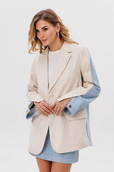 Юбка из джинса с ремнями и короткой длиной EOLA 2801 голубой - фото 13