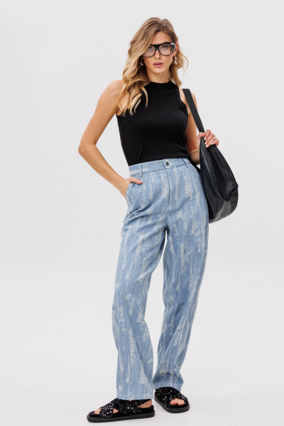 Джемпер приталенного силуэта из трикотажа с плечевой накладкой EOLA 2798 черный - фото 2