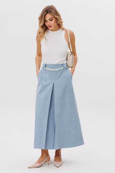 Джемпер приталенного силуэта из трикотажного рубчика EOLA 2798 молочный - фото 3