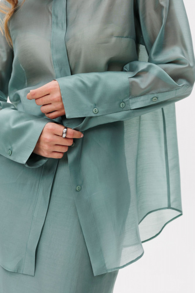 Юбка прямого силуэта миди из плательно-блузочной ткани EOLA 2797.2 светлый_изумруд - фото 13